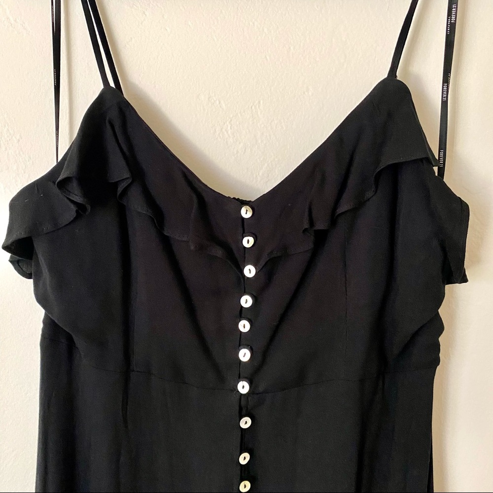 [ Sold ] Black Boho Button-up Maxi Dress by Forever 21, Large